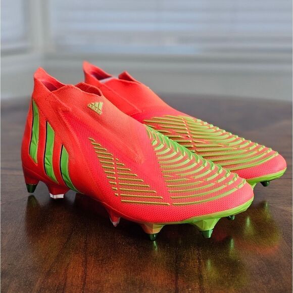 Adidas Predator Edge+ Plus SG Soccer Cleats Data Pack Women's 10 Solar Red Green - Picture 4 of 15